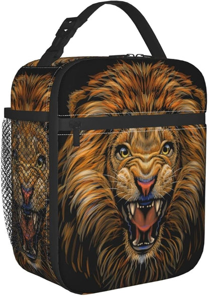 Lion Lunch Box Reusable Insulated Totes Lunch Bag Thermal Cooler For Boy Girls School Men Women Beach Picnic Travel