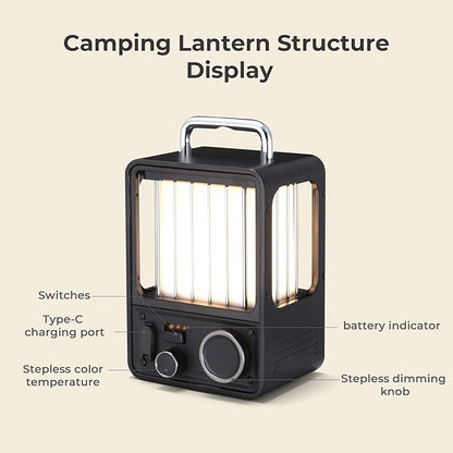 FLEXTAILGEAR LED Camping Lantern Rechargeable,Progressive Light Modes,Vintage Camping Light,IPX5 Waterproof Portable Rechargeable Lantern for Patio,Hiking,Camping,Bedroom