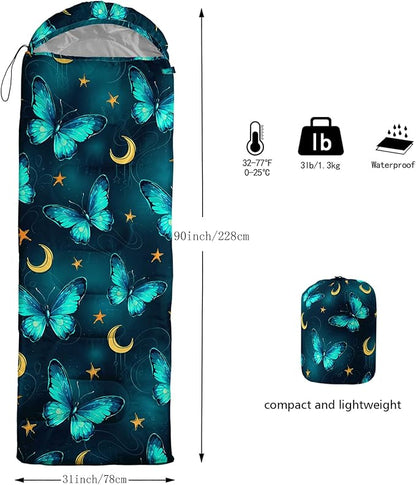 QOOMO Camping Sleeping Bags,3 Season Warm & Cool Weather,Lightweight,Waterproof Sleeping Bags for Adults & Kids,Traveling,and Outdoors,Camping Gear Equipment