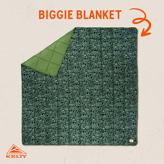 Kelty Biggie Blanket, 2 Person Large Insulated Camping Indoor Outdoor Travel Blanket and Ground Picnic Covering, Updated for 2022