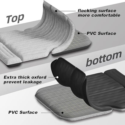 Umbrauto SUV Camping Air Mattress| Flocked Car Sleeping Bed with Reinforced Bottom| Back Trunk Inflatable Airbed for Vans| Includes Electric Pump, Pillows, Repair Patch & Carry Bag