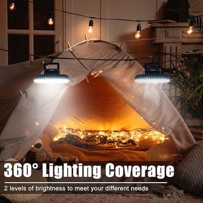 Portable Camping Fan with LED Lantern XTAUTO USB Rechargeable Waterproof Tent Fan with Hanging Hook Magnet Survival Kits for Indoor Outdoor Hiking Car Office Desk Outdoor Emergency Power Outage
