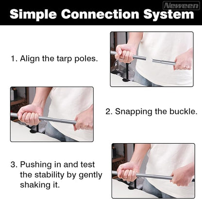 Neween Tent Poles for Tarp Adjustable Camping Tarp Poles Set of 2, 76in Lightweight Collapsible Tent Pole with a Diameter of 0.6in for Backpacking Hiking Awning Canopy Rain Fly Shelter (Grey)
