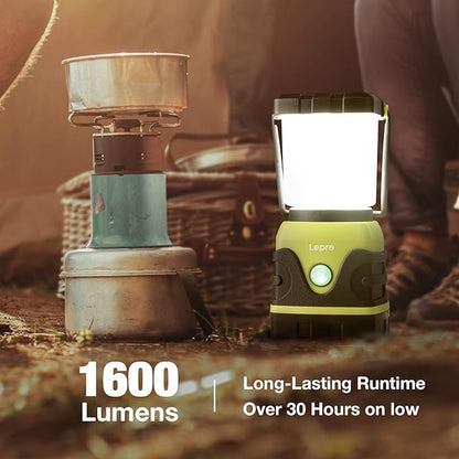Lepro LED Camping Lantern Rechargeable, 1600LM, 4 Light Modes, 4400mAh Power Bank, IPX4 Waterproof, Perfect Lantern Flashlight for Hurricane Emergency, Hiking, Home and More, USB Cable Included