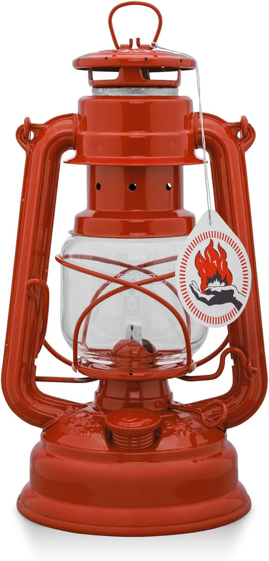 Outdoor Kerosene Fuel Lantern, German Made Weather Resistant Baby Special 276 Galvanized Hurricane Lamp for Camping or Patio, 10 Inches, Brick Red
