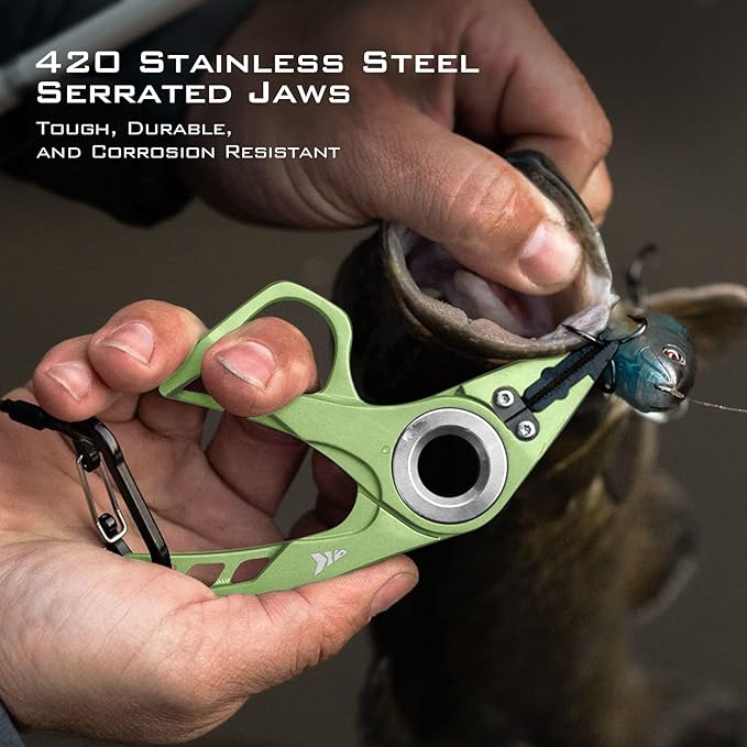 KastKing Micro Gila Fishing Pliers, Integrated Finger Hole, Aircraft Grade Aluminum, Fishing Tools, Saltwater Resistant Fishing Gear, Tungsten Carbide Cutters, Olive