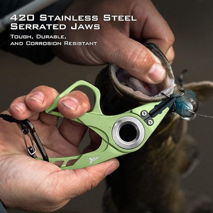 KastKing Micro Gila Fishing Pliers, Integrated Finger Hole, Aircraft Grade Aluminum, Fishing Tools, Saltwater Resistant Fishing Gear, Tungsten Carbide Cutters, Olive