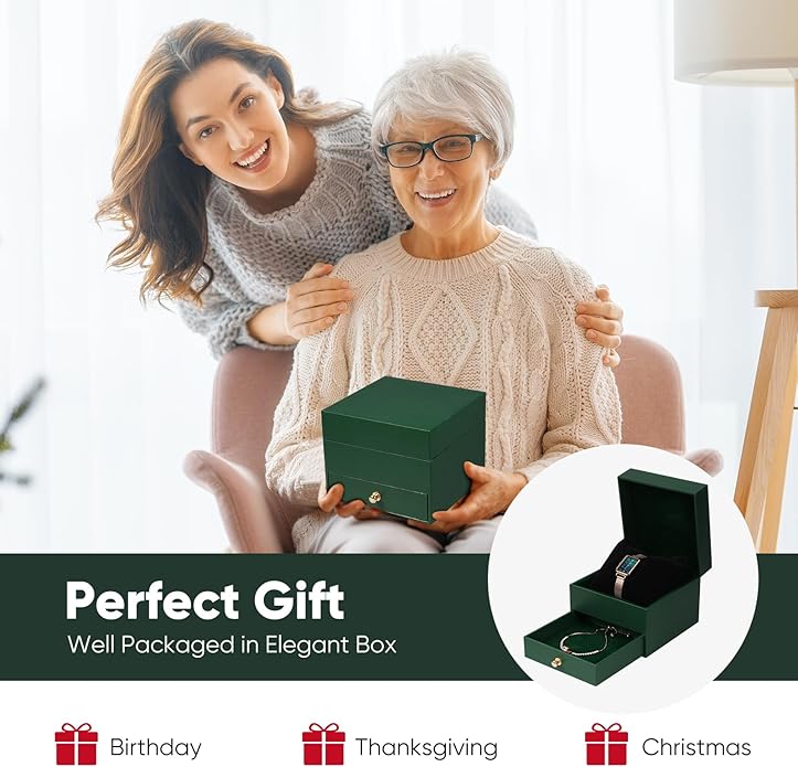 Dainty Women's Wrist Watch: Green Malachite Dial,Beautiful Bracelet, Wrapped by Stylish Gift Box, Elegant Present for Ladies and Loved Ones Anniversary, Birthday, or Holidays Like Christmas.