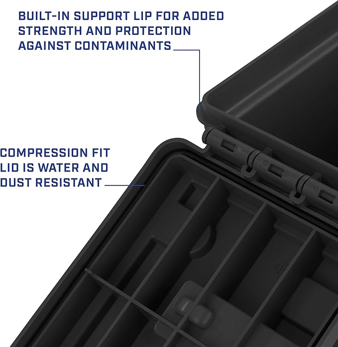 Sheffield 12706 2-Pack Combo Ammo Storage Boxes, .30 Cal and .50 Cal Field Boxes, Water and Dust Resistant, Lockable Storage Box with Handle for Hunting Gear and Bullets, Made in the USA, Black