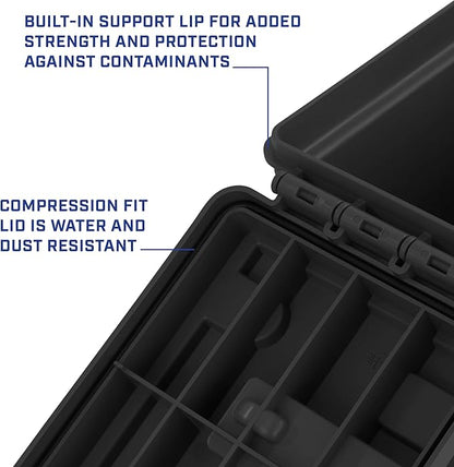 Sheffield 12706 2-Pack Combo Ammo Storage Boxes, .30 Cal and .50 Cal Field Boxes, Water and Dust Resistant, Lockable Storage Box with Handle for Hunting Gear and Bullets, Made in the USA, Black