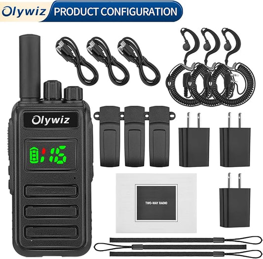 HTD 825 Long Range Two Way Radio - Waterproof Rechargeable Walkie Talkies- Premium Communication Devices with VOX Function 3 Pack for Outdoor Adventures Camping Cruises for Adults