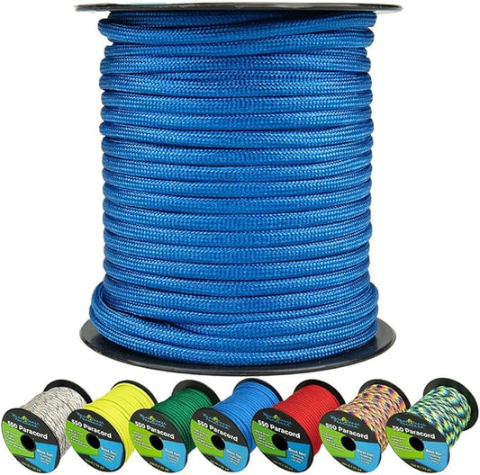 West Coast Paracord 550lb Paracord Spools – 7 Strand Type III Tactical Parachute Cord for Hiking, Camping, and Fishing – Electric Blue (1,000 ft)