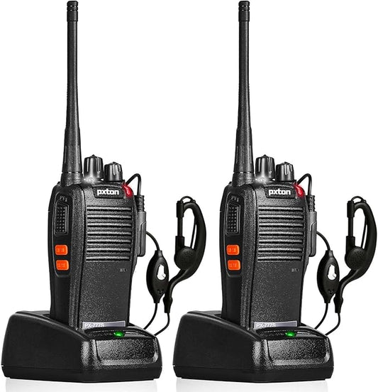 777S Rechargeable walkie talkies for Adults Long Range with Earpieces and Li-ion Battery,Two Way radios has VOX/TOT/Emergency Alarm/Battery Low Alert/Flashlight/Scan Function（2 Pack）