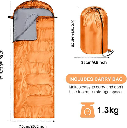 Tudomro 2 Pcs Camping Sleeping Bag for Adults, Lightweight Packable Waterproof Camping Gear Equipment to Keep Warm for Spring Summer Fall Indoor Outdoor Backpacking Hiking Travel