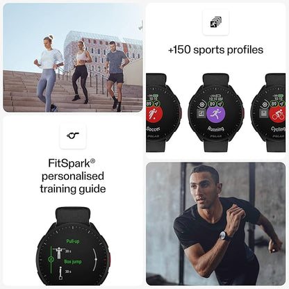 POLAR Pacer Ultra-Light GPS Fitness Tracker Smartwatch for Runners; S-L, for Men or Women, Black