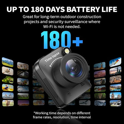 4K Time Lapse Camera Outdoor Construction Plant Weather Life, IP66 Waterproof, 6 Month Battery Life, Manual Focus, 32GB TF Card Included