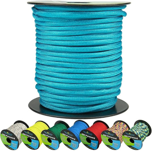 West Coast Paracord 550lb Paracord Spools – 7 Strand Type III Tactical Parachute Cord for Hiking, Camping, and Fishing – Turquoise (1,000 ft)