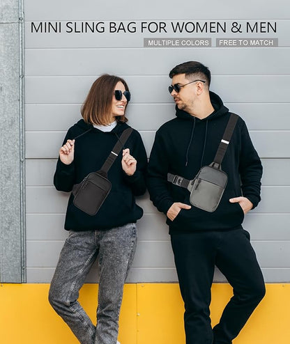 Mini Sling Bag for Men Women, Waterproof Utility Crossbody Backpack Chest Bag for Hiking Travel Sports Running