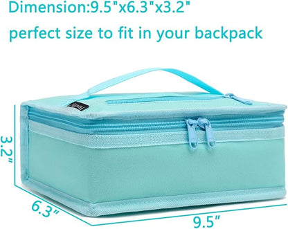 FlowFly Small Insulated Lunch box Portable Soft Bag Mini Cooler Thermal Meal Tote Kit with Handle for Work & School, Light Blue