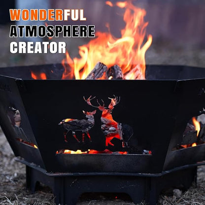 Fire Pit for Camping- 23Inch Small Collapsible Firepit for Patio Outside Wood Burning Outdoor Indoor BBQ Picnic Foldable Fire Pits Bonfire of Backyard Patio with Portable Tote Bag