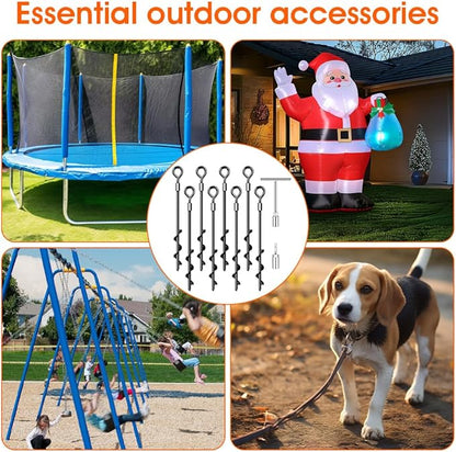 Ground Anchors, Trampoline Anchors Heavy Duty Screw in Ground Anchors 8Pack，Tent Stakes for Camping Tent, Trampoline, Canopies, Carports, Sheds, Swing Sets,14in Ground Anchors for High Winds, Black