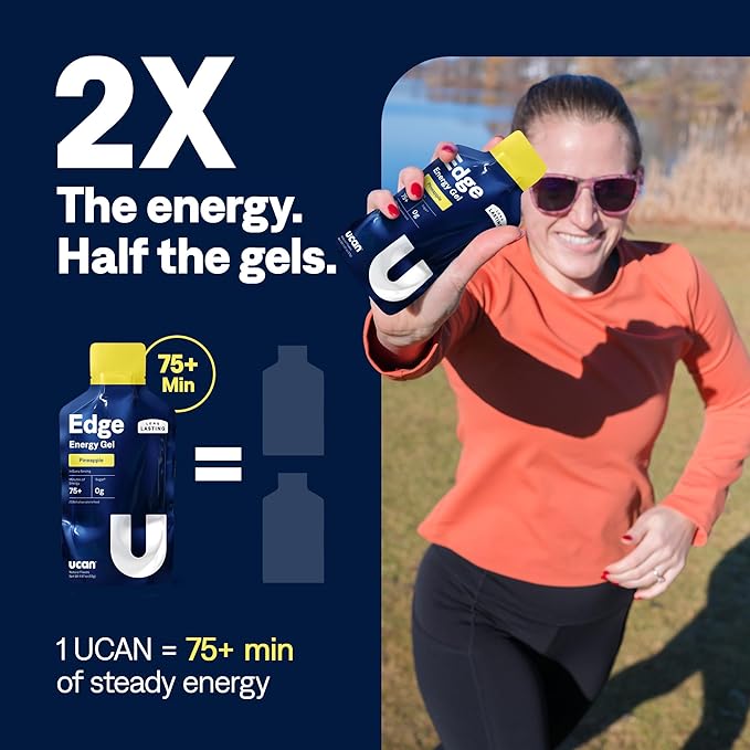 UCAN Edge Energy Gel Shots, Pineapple (12, 1.87 Ounce Packets) for Running, Training, Workouts, Fitness, Cycling, Crossfit | Sugar-Free, Vegan, & Keto Friendly Energy Supplement