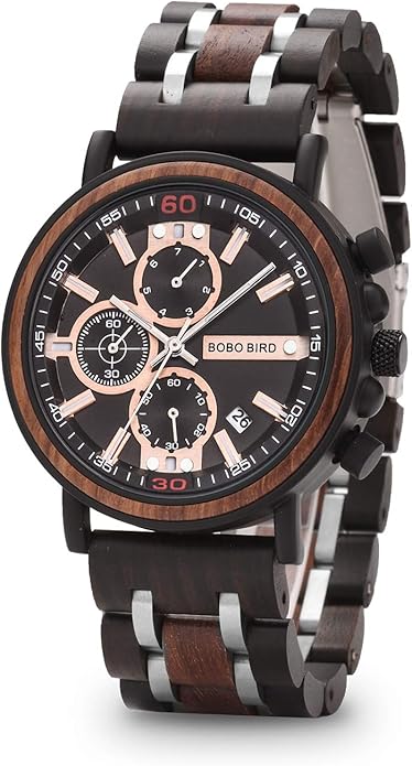 BOBO BIRD S18-1 Personalized Engraved Wood Watch Customized Wooden Watches for Husband Boyfriend Birthday Anniversary