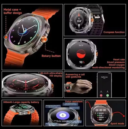 ZESOZ Galaxy Z7 Smartwatch, AMOLED Display, Health and Sport Tracking, 7-Day Battery Life, (Black)