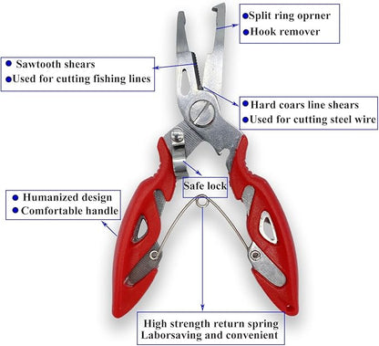 Pack of 201pcs Fishing Stainless Steel Split Rings 5 Sizes and Plier Set, Split Ring Capable of withstanding Large tensile Force and Fishing Plier Tool Kit for Saltwater Fishing Lure Connectors…