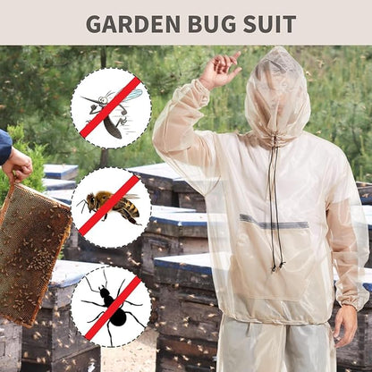 MIMI FUNN Mosquito Net Suit Ideal for Fishing, Hiking, Camping, Farming and Gardening (Beige), Large size