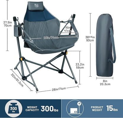 TIMBER RIDGE Hammock Camping Chair with Adjustable Backrest, Heavy Duty Folding Hammock Chair Supports 300lbs, Portable Hammock Chair for Camping, Travelling and Patio, Blue 2 Pack