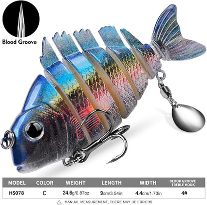 Crankbait Fishing Lure Pike Muskie Lures Lifelike Multi Jointed Swimbait Segement Hard Minnow Bait Treble Hook