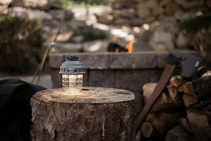 Barebones Beacon Hanging Light – State Grey, Rechargeable LED Camping Lantern with Adjustable Brightness – Weatherproof Vintage-Style Hanging Lantern for Outdoor Adventures and Year-Round Use