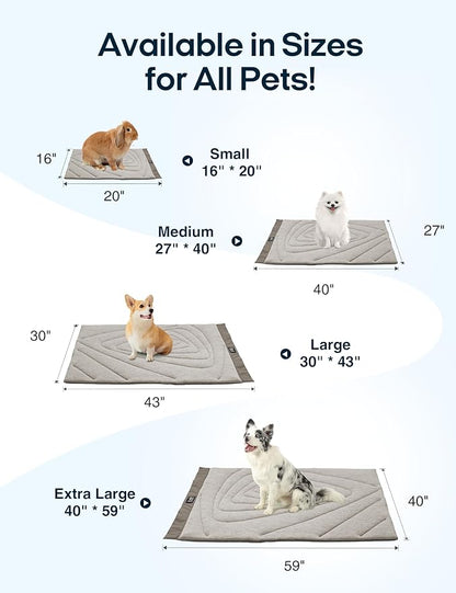 ZonLi Dog Cooling Mat, 20" x 16"Small, Waterproof Cooling Pad for Cats & Rabbits, Portable & Durable Pet Mat for Crate, Trunk, Camping, Outdoors, Machine Washable, Pebble Grey