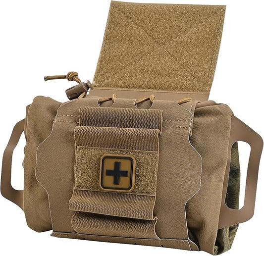 SABADO Rapid Deploy IFAK Pouch First Aid Kits Pack Tactical Two-piece System Medical Supply Holder Roll Carrier Hypalon Handle Outdoor Sport Hunting Bag Laminated Matting Fabric
