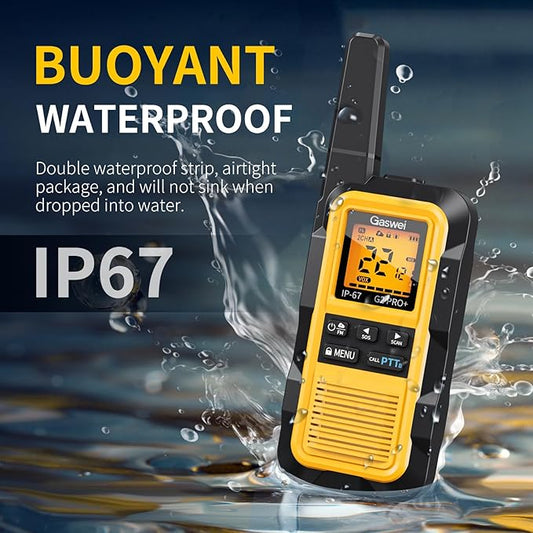 G2pro+ Heavy Duty Walkie Talkies for Adults，Rechargeable Long Range Two Way Radios 2 watts ，NOAA Weather，FM Radio，IP67 Waterproof，VOX ，Double PTT，Li-ion Battery (4 Pack - Yellow)