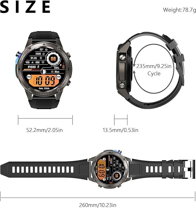 Military Smart Watch with Heart Rate Monitor/Compass/Flashlight/GPS, 1.43"AMOLED Smartwatch with 170+ Sport Modes,5ATM Waterproof Fitness Watch for Men & Women,Bluetooth Compatible iOS Android