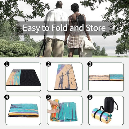 Picnic Blankets 80x80 Beachy Blanket Excersize Yogamat with Bag Womens Mens Travel Kit Camping Needs RV Decorations Long Car Road Trips Organizers Vacation Storage Gifts for Toddlers Friends