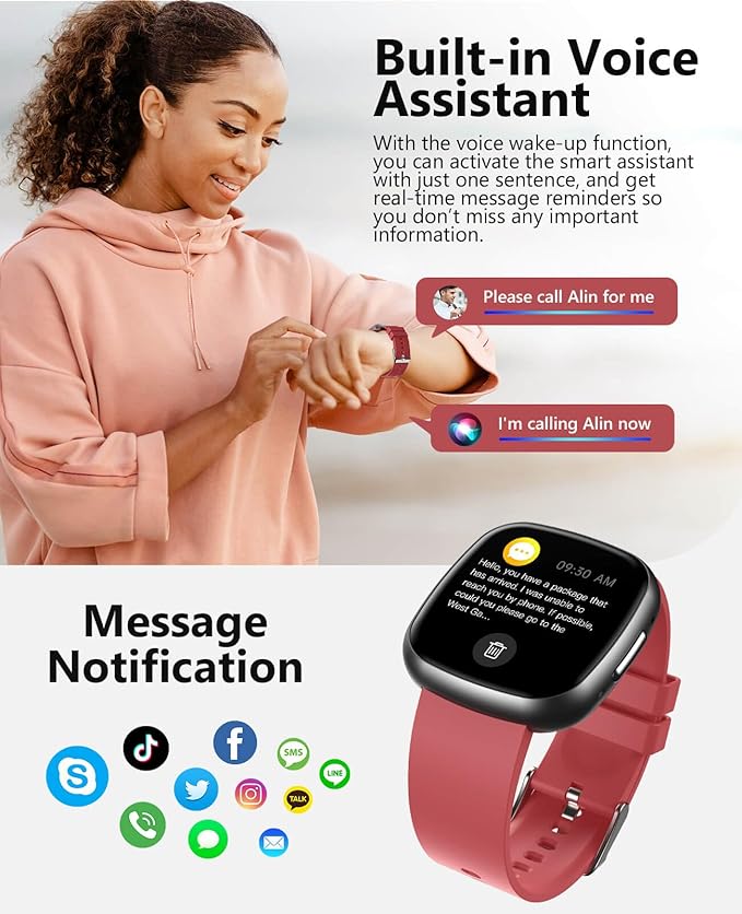Smart Watch for Women Men,1.72" Super Retina HD Display Fitness Tracker, Heart Rate, Blood Oxygen, Sleep, Pressure Monitor, 135 Sports Modes, Waterproof Square Watch, Compatible with Android and iOS