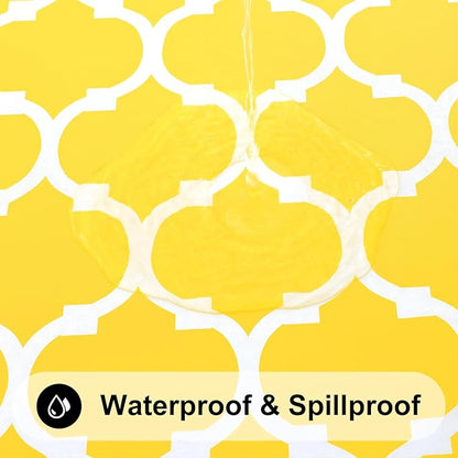 Smiry Rectangle Picnic Table Cover, Waterproof Elastic Fitted Camping Tablecloths for 4 Foot Tables, Wipeable Flannel Backed Vinyl Tablecloth Protector for Indoor, Outdoor (Yellow, 30x48 Inches)