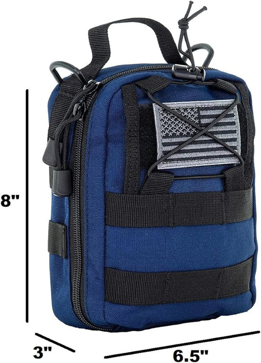 LINE2design First Aid (Ifak) Pouch EMS Bag - EMT Emergency Medical Trauma Pack Bags Tactical EDC Rescue Utility Gear IFAK Bags for Hiking Stop Bleeding Includes USA Patch - Navy