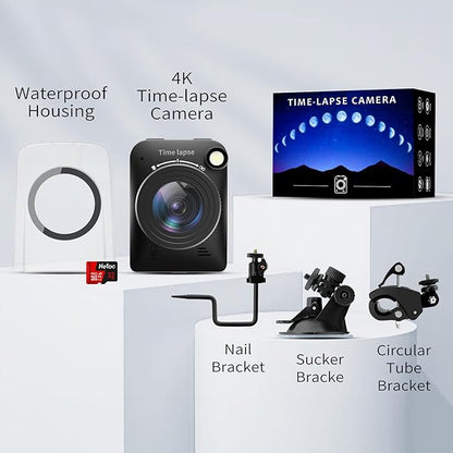 4K Time Lapse Camera Outdoor Construction Plant Weather Life, IP66 Waterproof, 6 Month Battery Life, Manual Focus, 32GB TF Card Included