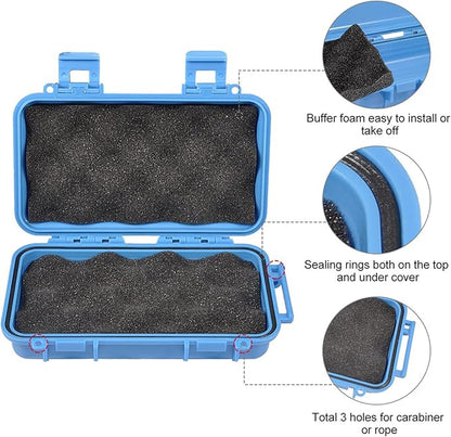 Dry Storage Box, Shockproof Waterproof Box with 2 U‑Shape Buckle, Plastic Storage Container for Cameras, Phones, Camping, Fishing, Hiking(Large-Blue)