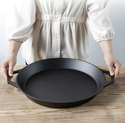 LI-GELISI 18-inch Pre-Seasoned Cast Iron Skillet - Dual Assist Handles - Nitrided Rust-Proof - For Oven, Stovetop, Grill & Campfire