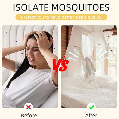 4 Corners Mosquito Net for Mosquiteros para Camas Bed Canopies Netting Bed Drapes Rectangular Mosquito Mesh for Camping Home Outdoor Travel Dormitory(White,L75 X W35.5 X H59 Inch)