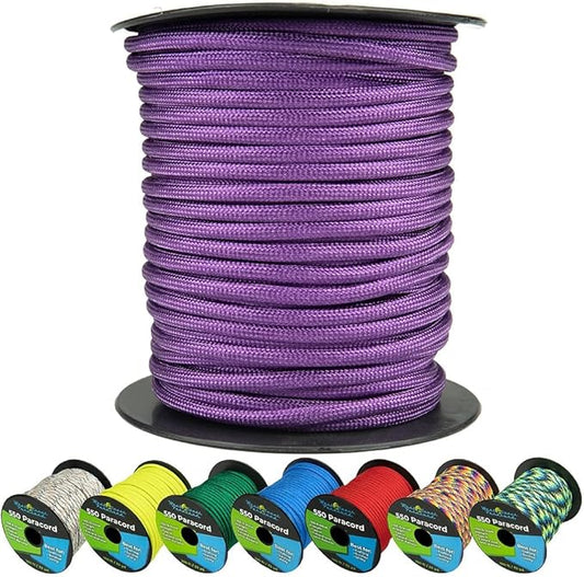 West Coast Paracord 550lb Paracord Spools – 7 Strand Type III Tactical Parachute Cord for Hiking, Camping, and Fishing – Purple (50 ft)