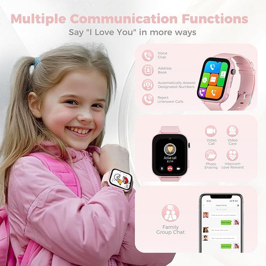 4G Kids Watch, Smart Watch for Kids GPS Tracker with SIM Card, Texting, Camera, Two-Way Calling, School Mode, SOS, Games, Best for Kids Aged 3-12, Ideal Gift for Kids