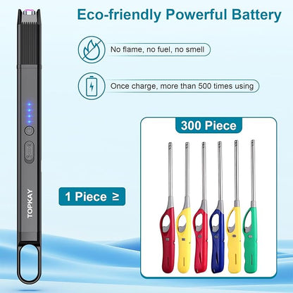 2 Pack Electric Candle Lighter Windproof Flameless USB Rechargeable Plasma Arc Long Lighter for BBQ Grill Firework Kitchen Camping.