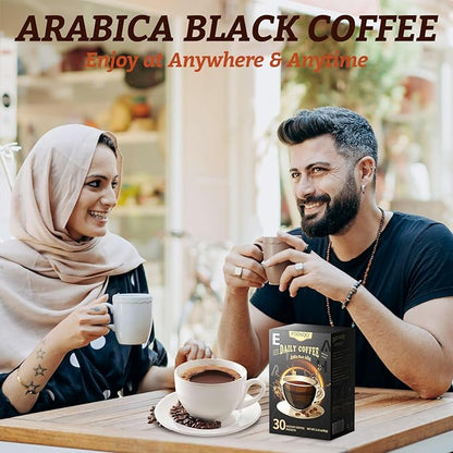 Instant Coffee Packets, Organic Medium Roast Arabica Coffee Beans, Sugar Free Hot or Iced Black Coffee Bulk 30 Count Single Serve (2oz / 60g)