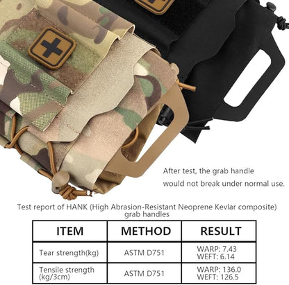 SABADO Rapid Deploy IFAK Pouch First Aid Kits Pack Tactical Two-piece System Medical Supply Holder Roll Carrier Hypalon Handle Outdoor Sport Hunting Bag Laminated Matting Fabric